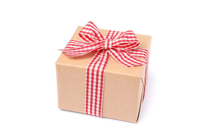 Beautiful gift box with bow isolated on blank background