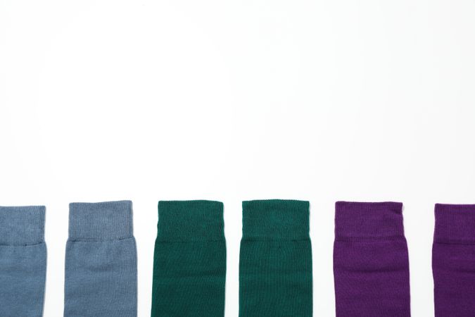 Concept of clothes for legs - socks, space for text