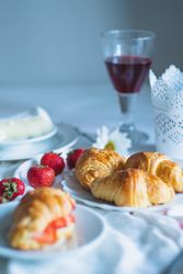 Homemade French croissants in crescent shape