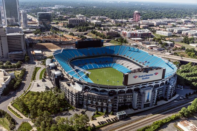 Aerial view of Bank of America Stadium, Charlotte, North Carolina