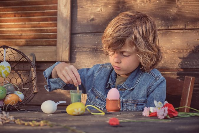 Little boy with Easter eggs