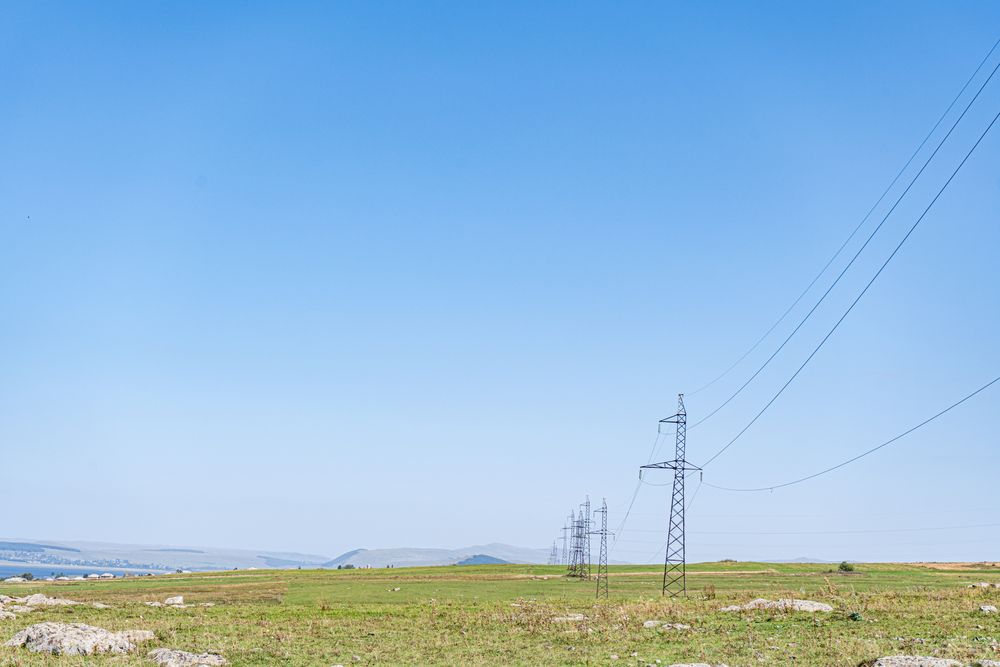 High voltage electricity tower landscape