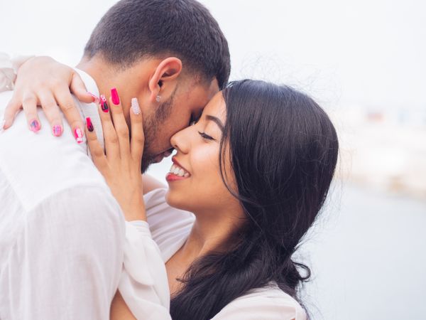 Man and woman embracing with love