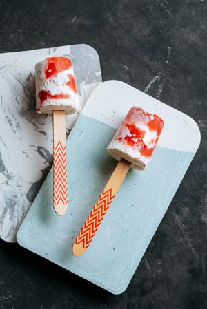 Watermelon and cream popsicles