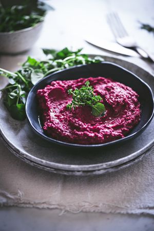 Hummus on plate