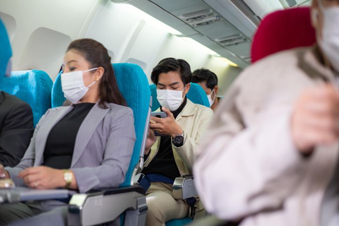 Passengers awaiting take off from airplane cabin