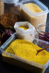 Dried millet and grains from pantry