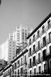 B&W shot of top of buildings in Madrid 4mADe4