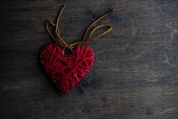 Valentine's day concept with thatched red heart ornament
