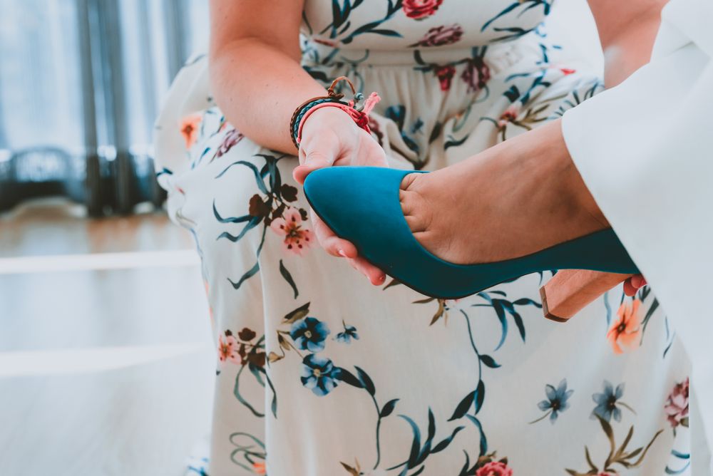 Woman wearing shoe