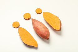 Concept of vegetables, tasty sweet potato, Batat