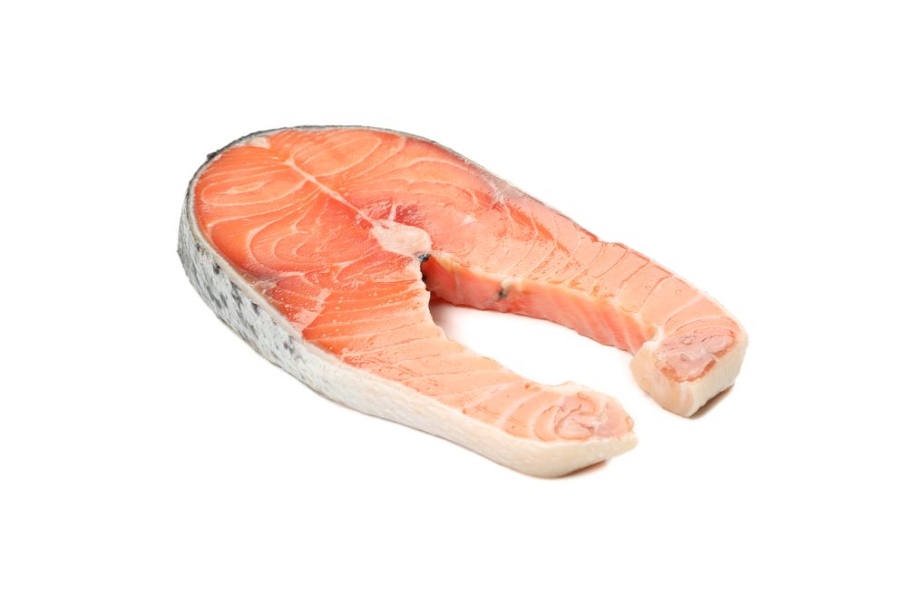 Fresh raw salmon meat isolated on plain background