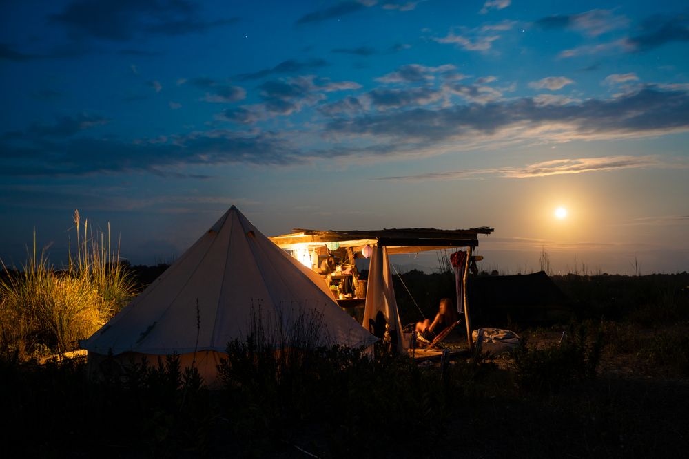 Campsite at sunset