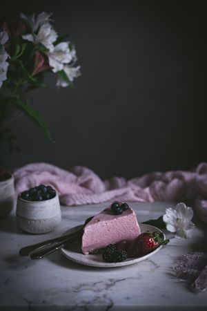 Strawberry tart on table