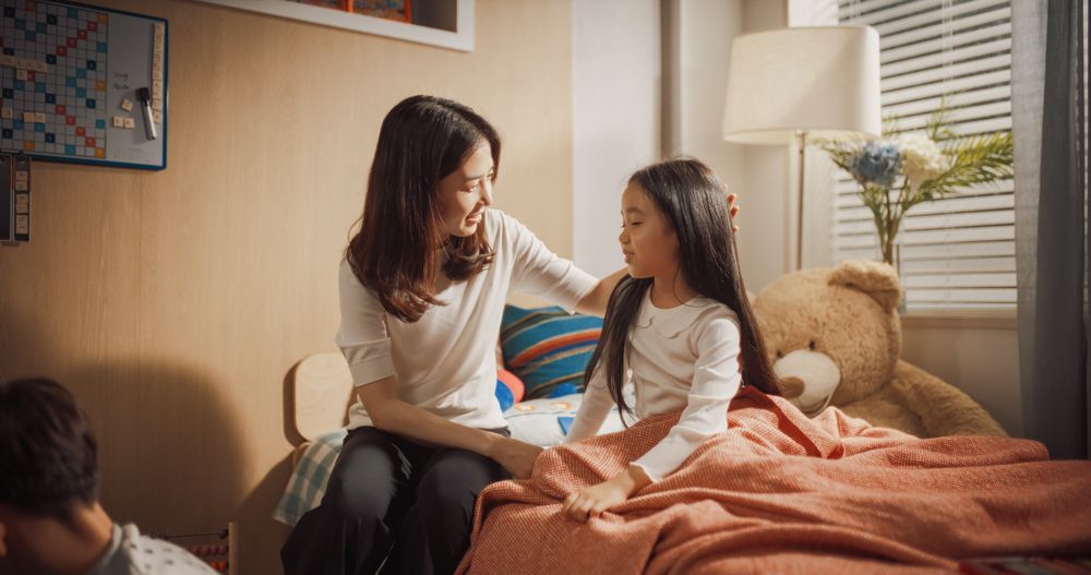 Korean Mother Enters Children's Room.