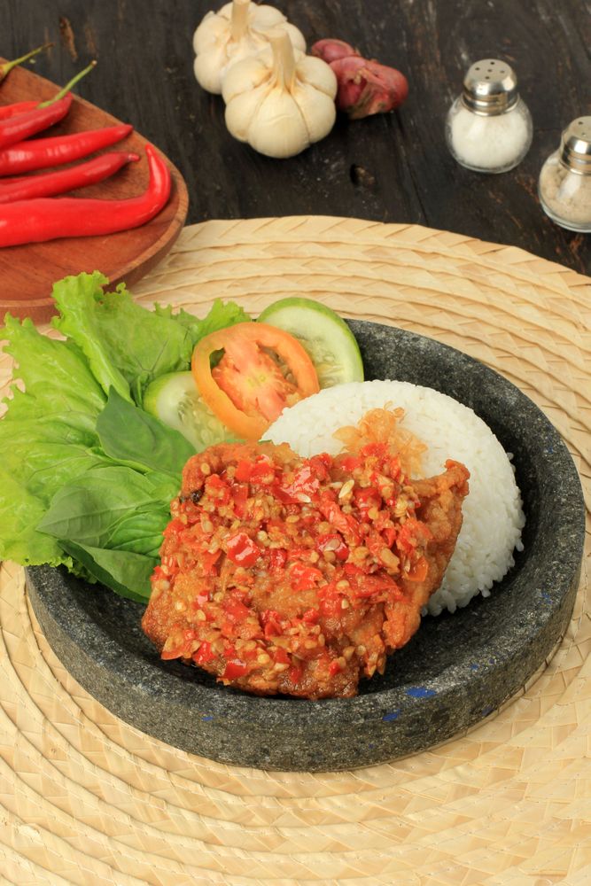 Ayam Geprek is Popular Street Food in Indonesia.