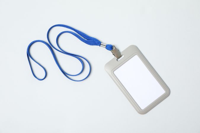 Empty name tag on light background, space for text