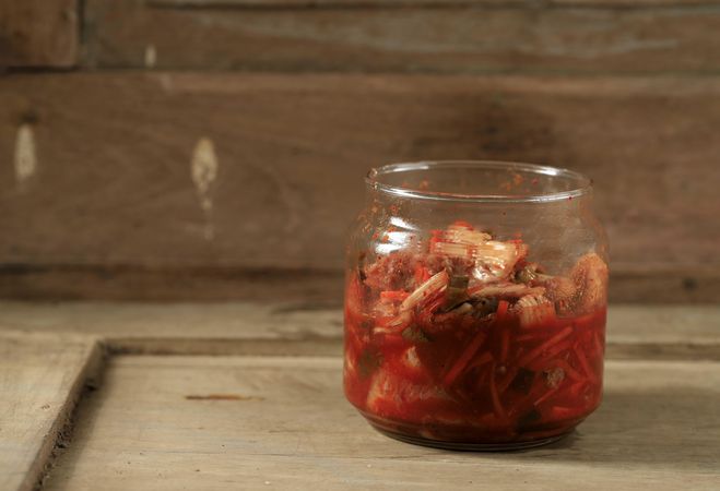 Pot of home made Korean kimchi