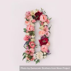 Letter D made of real natural flowers and leaves 41mMN4