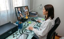 Woman on video conference work meeting