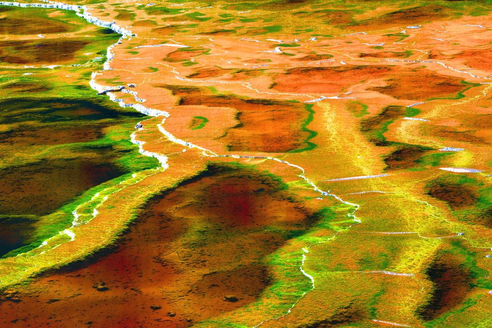 Multicolored mineral stratum on river