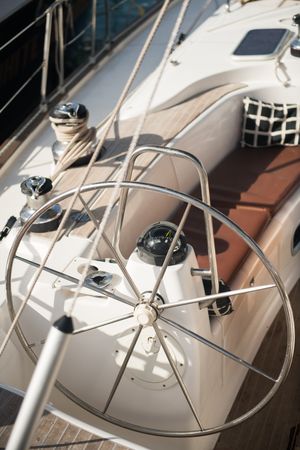 rudder of Shipboard of yacht on water