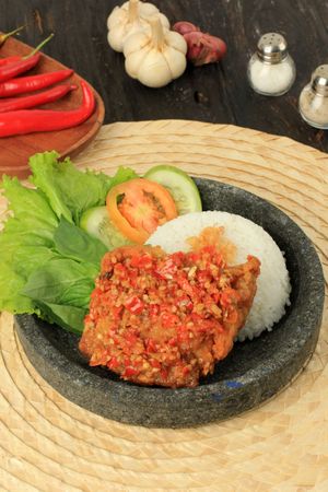 Ayam Geprek is Popular Street Food in Indonesia.