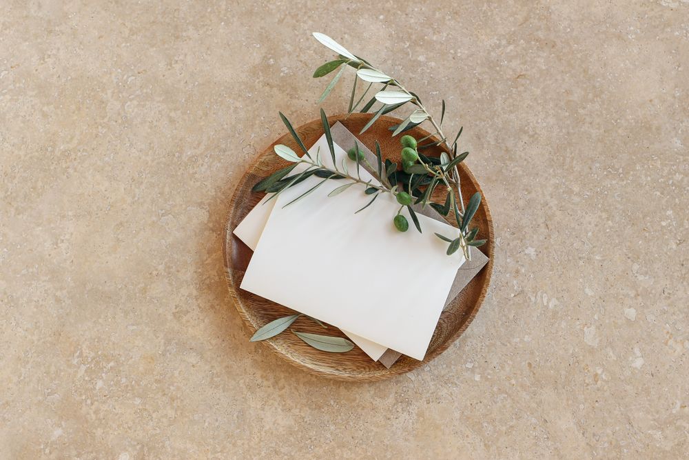 Mediterranean summer stationery still life.