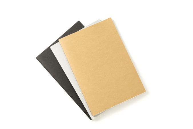 Notebooks with paper structure isolated on plain background