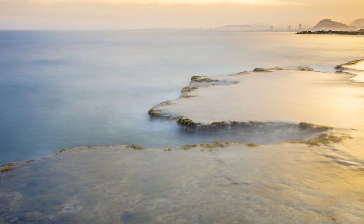 Sun rising over beautiful sea