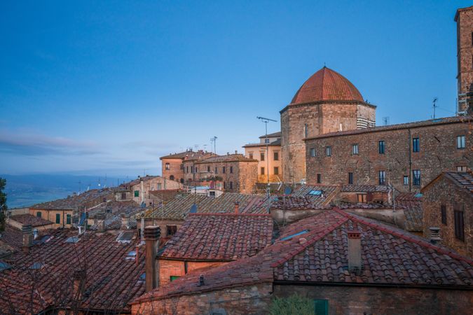 Beautiful aged town with masonry buildings