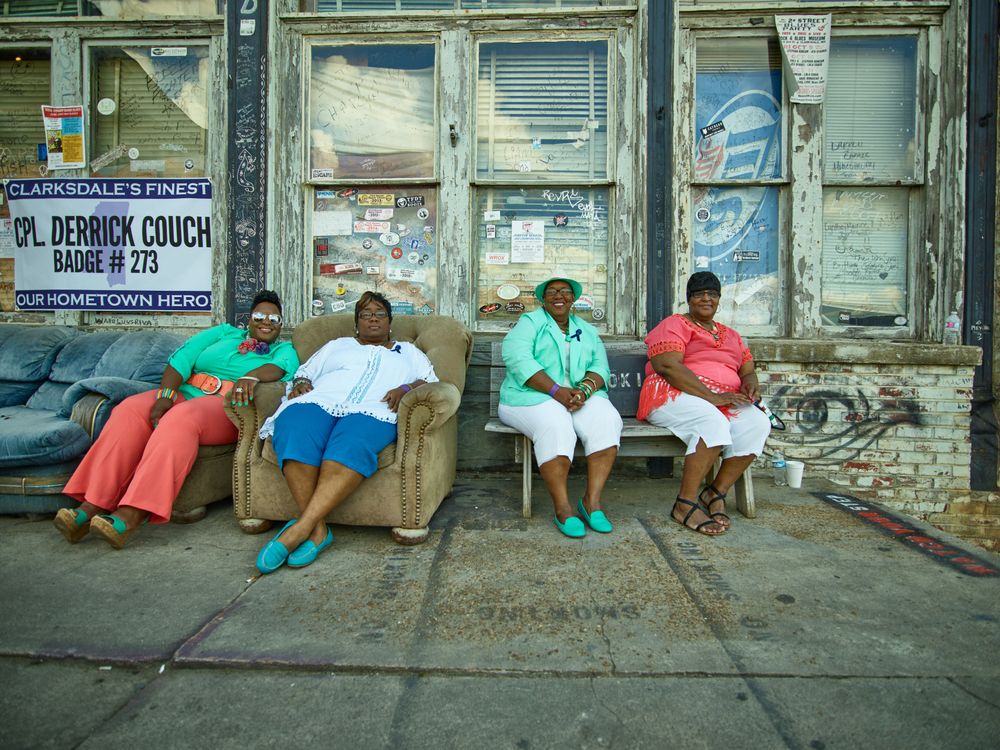 Four women at the Ground Zero blues club in Clarksdale, Mississippi