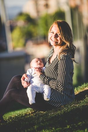 young mother and his baby with down syndrome