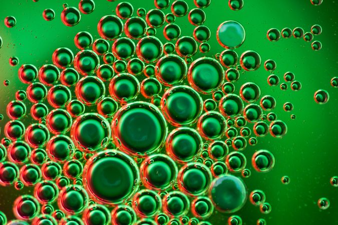 Abstract green and orange water bubbles