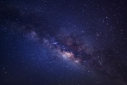 Close-up of Milky Way,  exposure photograph, with grain