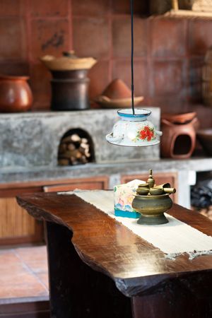 Table in room of old cottage