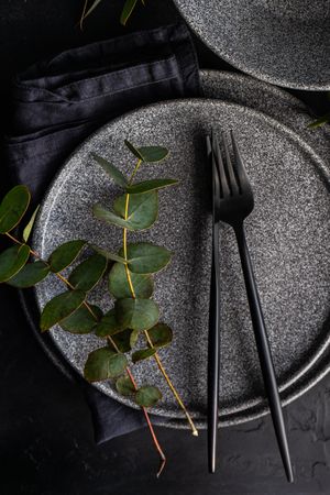 Elegant table setting with eucalyptus