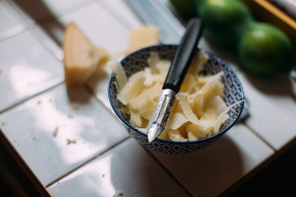 Bowl of freshly grated parmesan