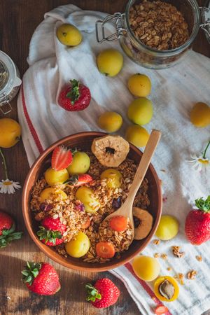 Fresh fruit with granola and dried apple