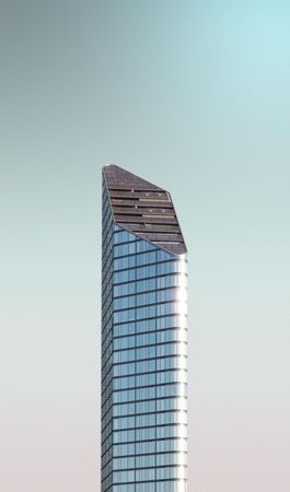 Building with slanted roof