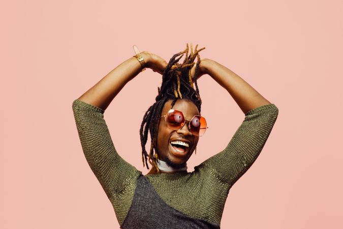 Black man laughing in studio