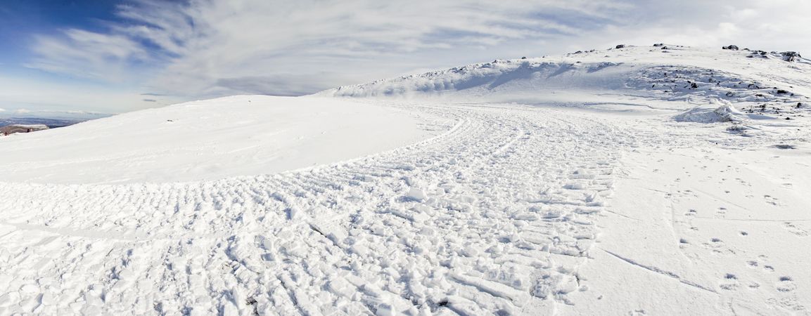 Path in ski resort of Sierra Nevada in winter