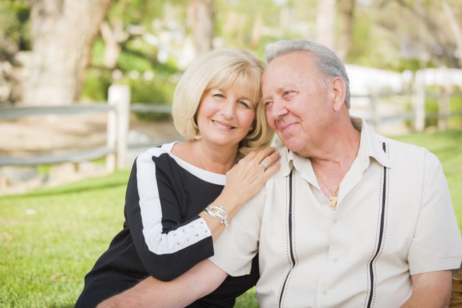 Affectionate Older Couple Portrait At The Park