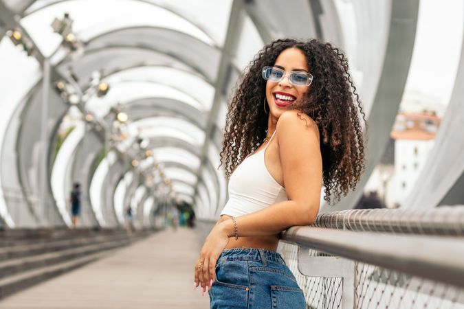 Portrait of a Black young woman enjoying the summer in the city