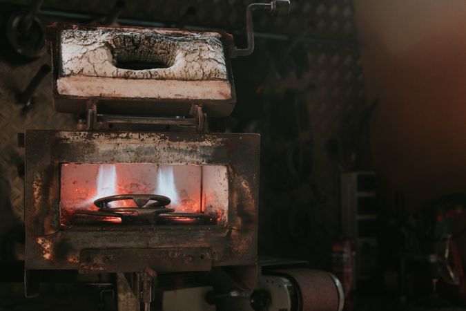 Horseshoes smelting in furnace