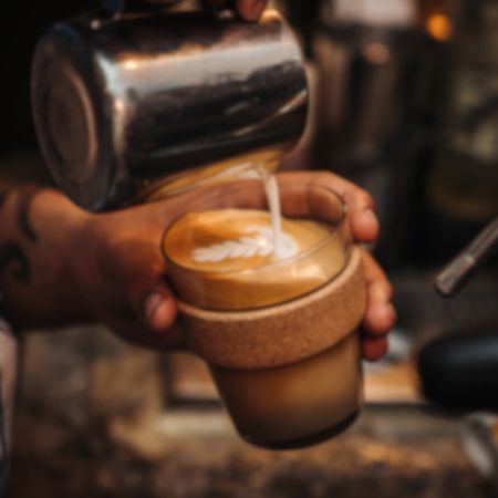 make a glass of coffee with latte art