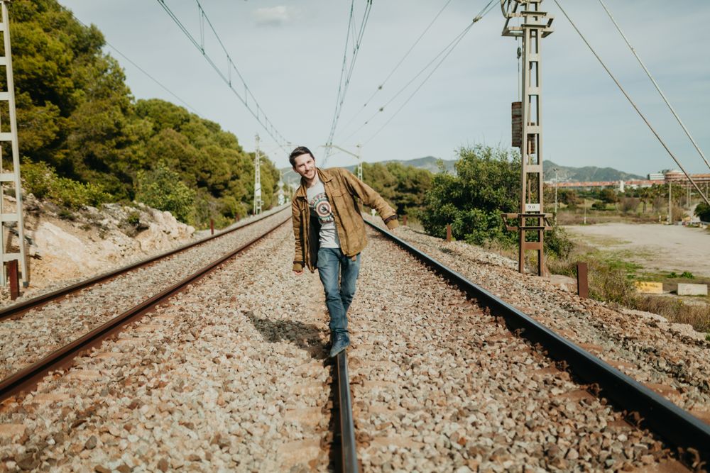 handsome man on railway