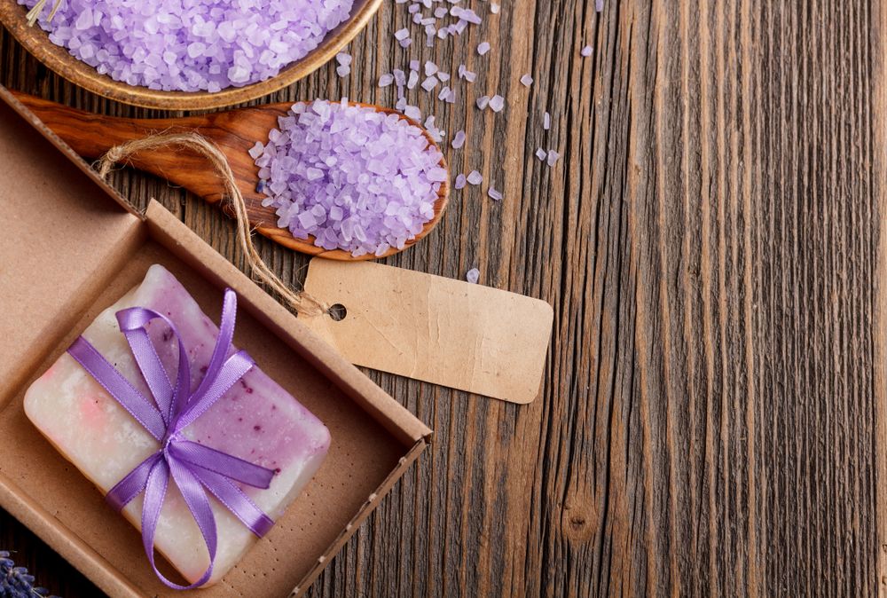 Top view of lavender handmade soap