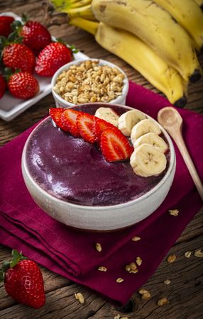 Açai with strawberry and banana. Brazilian acai.