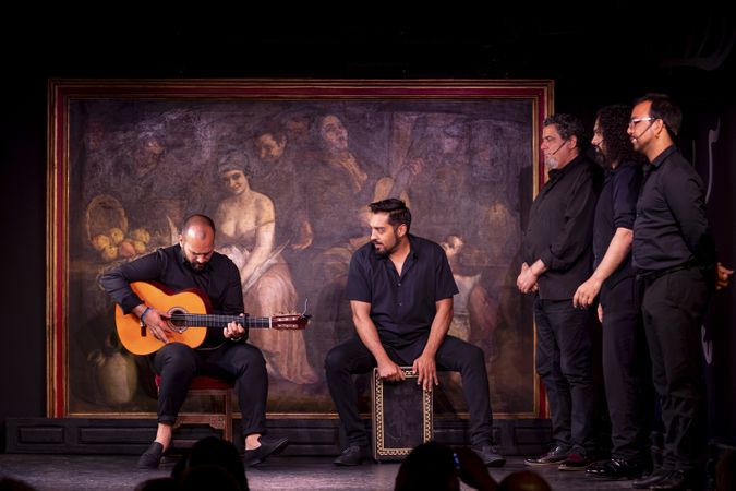 Musicians playing instruments on stage